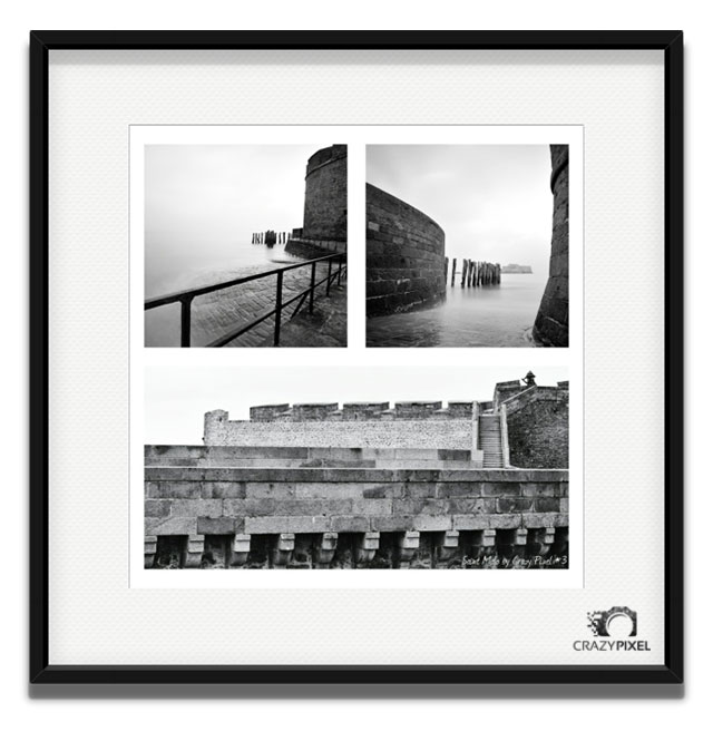 3 poses longues remparts de Saint Malo ©Crazy Pixel poses longues noir et blanc remparts